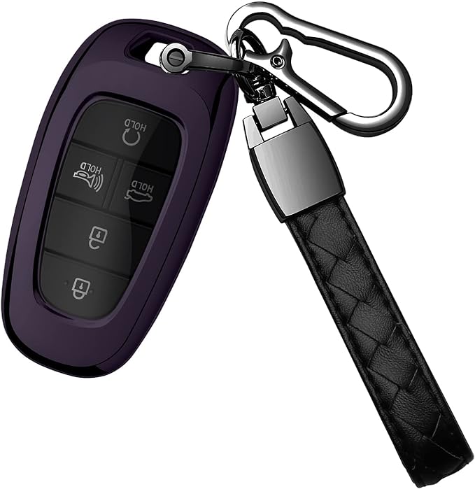 Sindeda for Hyundai Key fob Cover TPU 360 Degree Car Key Case Protector with Keychain Compatible with 2022 2021 2020 Hyundai Sonata SantafeTucson Keyless Entry 3/4/5/7 Buttons Smart Key