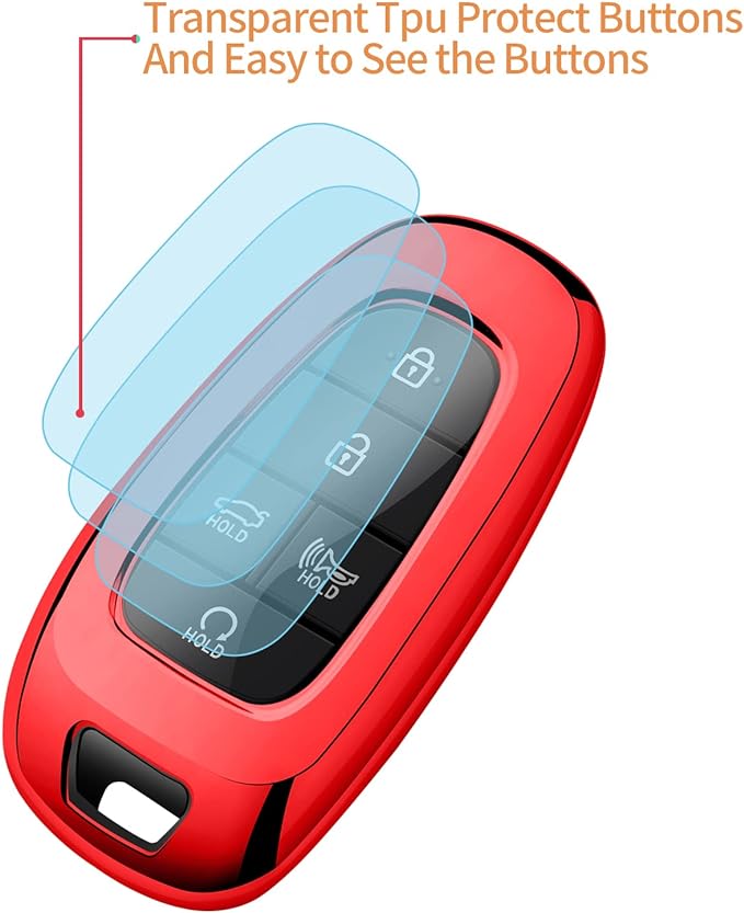 Sindeda for Hyundai Key fob Cover TPU 360 Degree Car Key Case Protector with Keychain Compatible with 2022 2021 2020 Hyundai Sonata SantafeTucson Keyless Entry 3/4/5/7 Buttons Smart Key