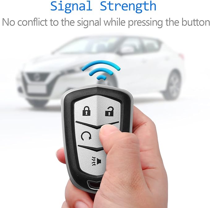 Sindeda for Cadillac Key Fob Cover with Keychain Key Case Key Shell 360 Degree Full Protection Compatible with Cadillac Escalade CTS SRX XT5 ATS STS CT6 5-Buttons