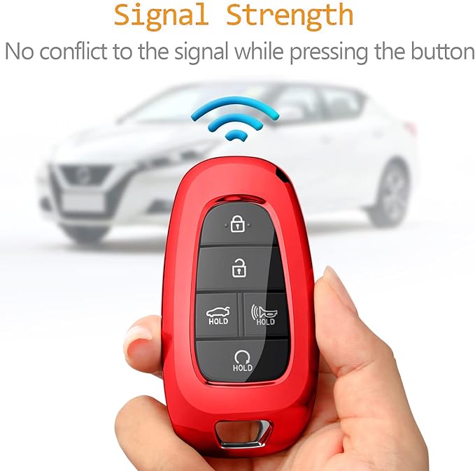 Sindeda for Hyundai Key fob Cover,TPU 360 Degree Car Key Case Protector with Keychain Compatible with 2022 2021 2020 Hyundai Sonata Santa fe Tucson Keyless Entry 3/4/5/7 Buttons Smart Key