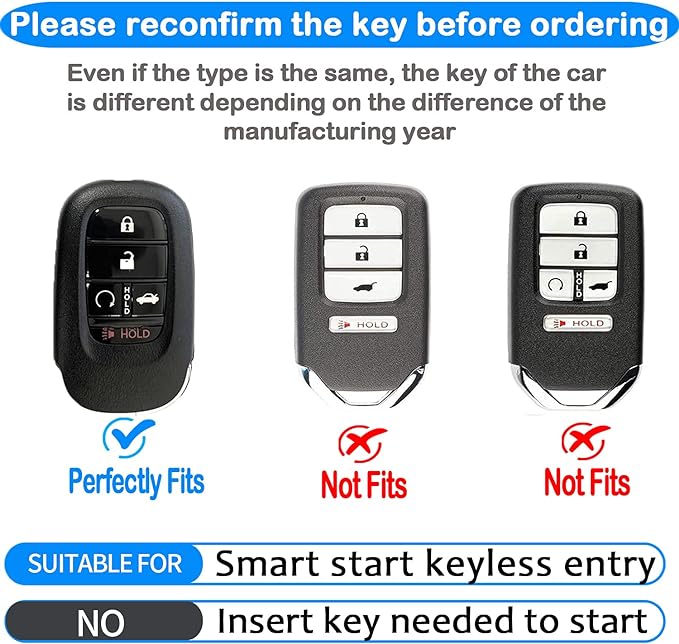 Sindeda for Honda Key fob Cover with Leather Keychain Soft TPU Full Cover Protection,for Honda 2022 Civic Accord,5 Buttons Key Fob Shell