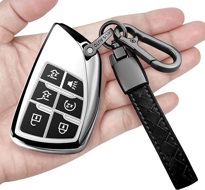 Sindeda for Chevy Key Fob Cover with Keychain Soft Full Protection Key Shell Key Case Compatible with 2021-2023 Chevrolet GMC Yukon Tahoe Suburban 1500