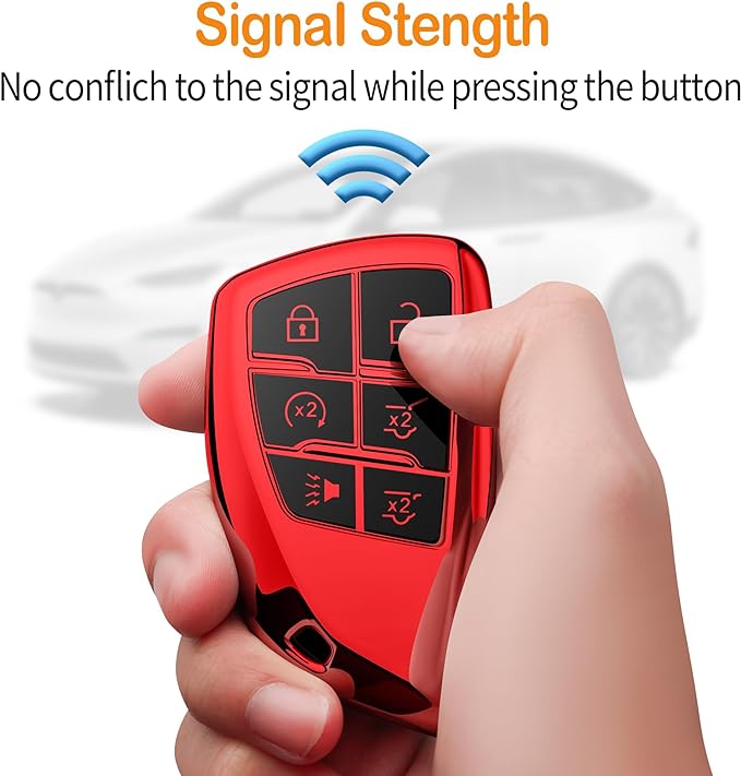 Sindeda for Chevy Key Fob Cover with Keychain Soft Full Protection Key Shell Key Case Compatible with 2021-2023 Chevrolet GMC Yukon Tahoe Suburban 1500