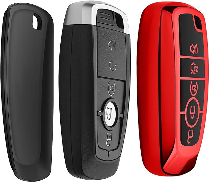 Sindeda for Ford Key Fob Cover With Keychain Premium Soft TPU Full Protection Key Case Shell Compatible with Ford Explorer Mustang Fusion Escape F150 F250 F350 F450 F550 Edge
