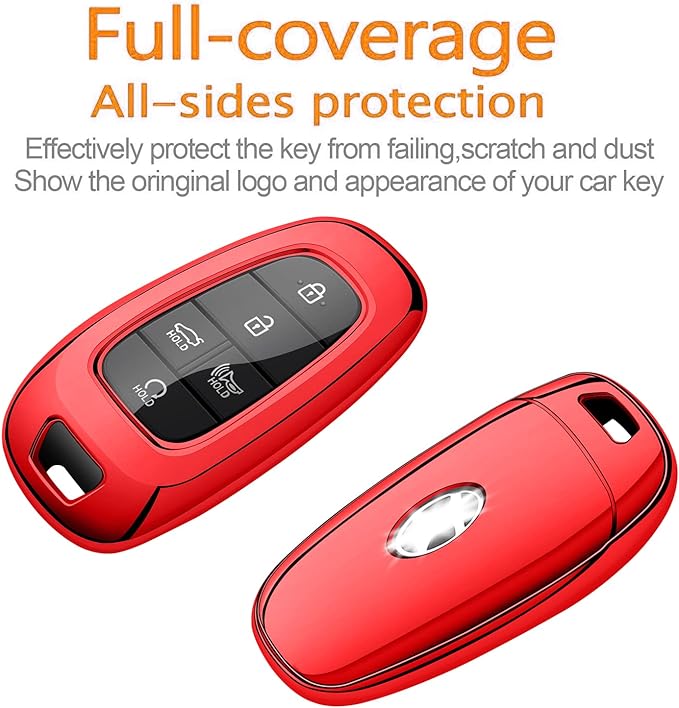 Sindeda for Hyundai Key fob Cover TPU 360 Degree Car Key Case Protector with Keychain Compatible with 2022 2021 2020 Hyundai Sonata SantafeTucson Keyless Entry 3/4/5/7 Buttons Smart Key