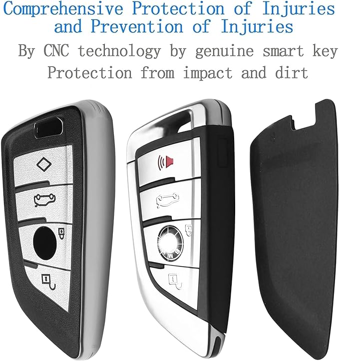 indeda for BMW key fob cover with leather keychain,Soft TPU Full Cover Protection,key fob case compatible with BMW 2 5 6 7 Series X1 X2 X3 X5 X6 etc Smart Remote Key
