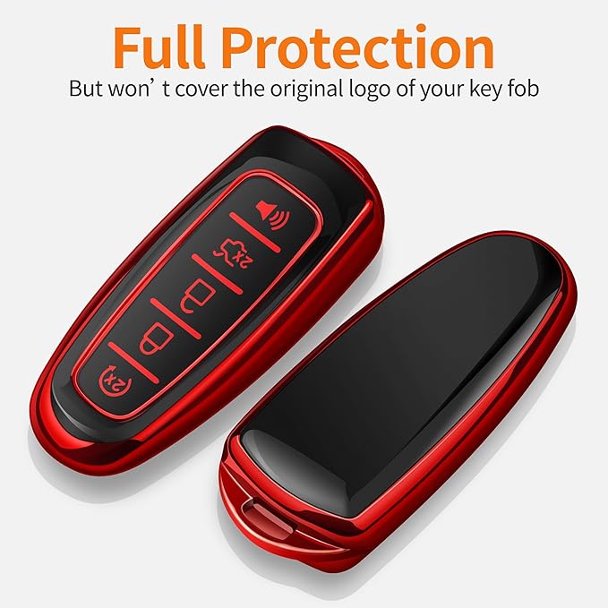 Sindeda for Ford Key Fob Cover with Keychain Soft Full Protection Key Shell Key Case Compatible with Ford C-Max Edge Escape Expedition Explorer Flex Focus Taurus Lincoln MKS MKT MKX Navigator