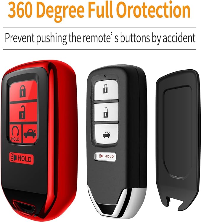 Sindeda for Honda Key Fob Cover with Keychain Soft Full Protection Key Shell Key Case Compatible with Honda Accord Civic CRV Pilot Odyssey Passport