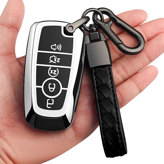 Sindeda for Ford Key Fob Cover With Keychain Premium Soft TPU Full Protection Key Case Shell Compatible with Ford Explorer Mustang Fusion Escape F150 F250 F350 F450 F550 Edge