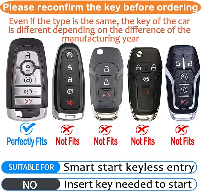 Sindeda for Ford Key Fob Cover With Keychain Premium Soft TPU Full Protection Key Case Shell Compatible with Ford Explorer Mustang Fusion Escape F150 F250 F350 F450 F550 Edge