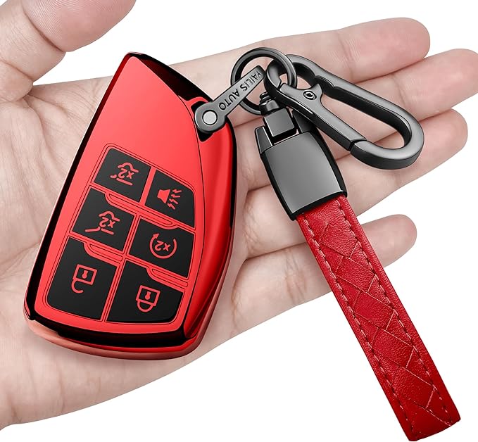Sindeda for Chevy Key Fob Cover with Keychain Soft Full Protection Key Shell Key Case Compatible with 2021-2023 Chevrolet GMC Yukon Tahoe Suburban 1500