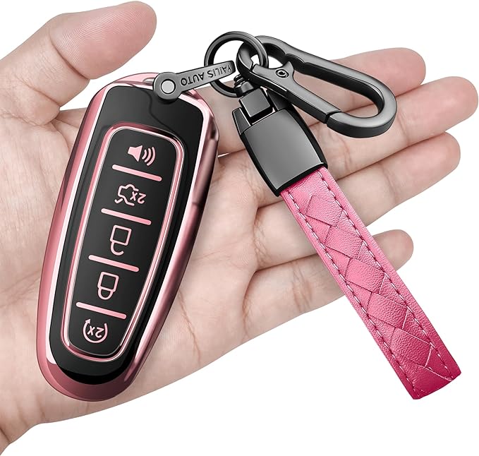 Sindeda for Ford Key Fob Cover with Keychain Soft Full Protection Key Shell Key Case Compatible with Ford C-Max Edge Escape Expedition Explorer Flex Focus Taurus Lincoln MKS MKT MKX Navigator