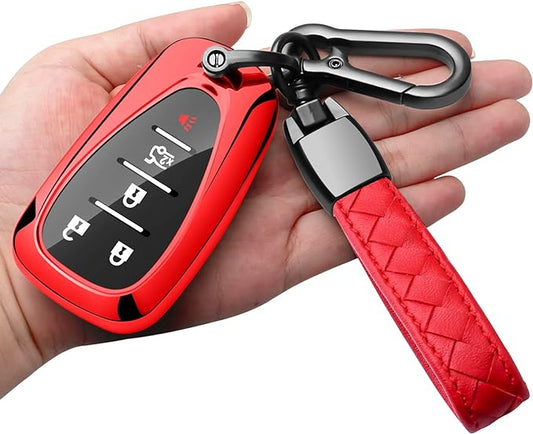 Sindeda for Chevrolet Key Fob Cover With Keychain Full Protection Key Shell Case Compatible with Chevrolet 2017-2021 Chevy Malibu Camaro Cruze Traverse Sonic Volt Bolt Equinox