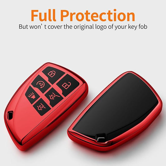Sindeda for Chevy Key Fob Cover with Keychain Soft Full Protection Key Shell Key Case Compatible with 2021-2023 Chevrolet GMC Yukon Tahoe Suburban 1500