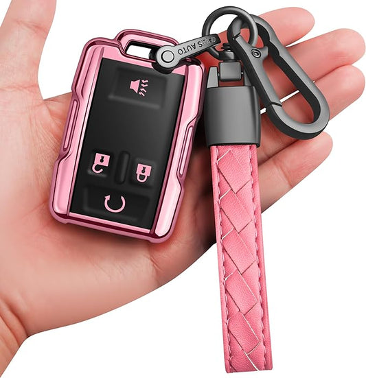 Sindeda for Chevy Key Fob Cover with Keychain Soft Full Protection Key Shell Key Case Compatible with Chevrolet Colorado Silverado Silverado Suburban Tahoe GMC Canyon Sierra 1500 2500 3500 HD