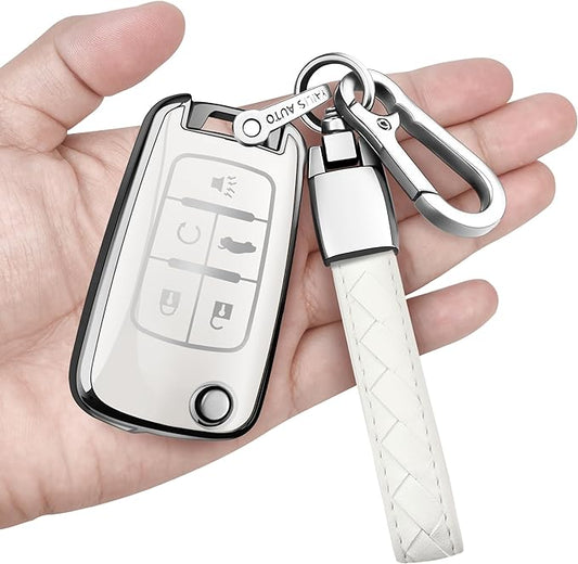 Sindeda for Chevy Key Fob Cover with Keychain Soft Full Protection Key Shell Key Case Compatible with Chevrolet Equinox Camaro Cruze Malibu Sonic Buick Terrain
